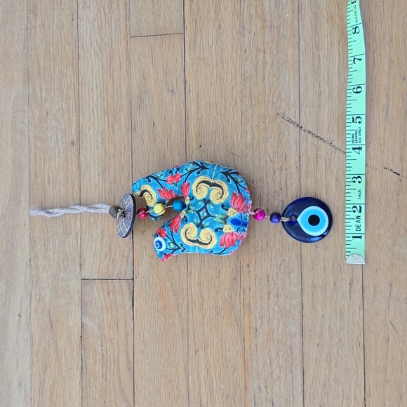 Wall Decorating Amen Bird Blue Evil eyes Handmade Colorful Fabric 11"×4" - Picture 9 of 9